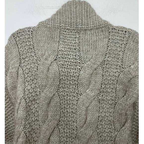 Elsamanda Anthropologie Beige Cable Knit Full Zip Alpaca Wool Sweater Vest Lrg - Picture 11 of 14